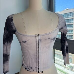 re:named Blue and White Tie-Dye Crop Top